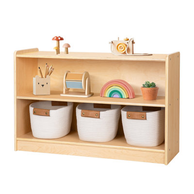 Étagère Montessori en bois de qualité supérieure, rangement et rangement pour jouets, bibliothèque pour enfants à 2 niveaux
