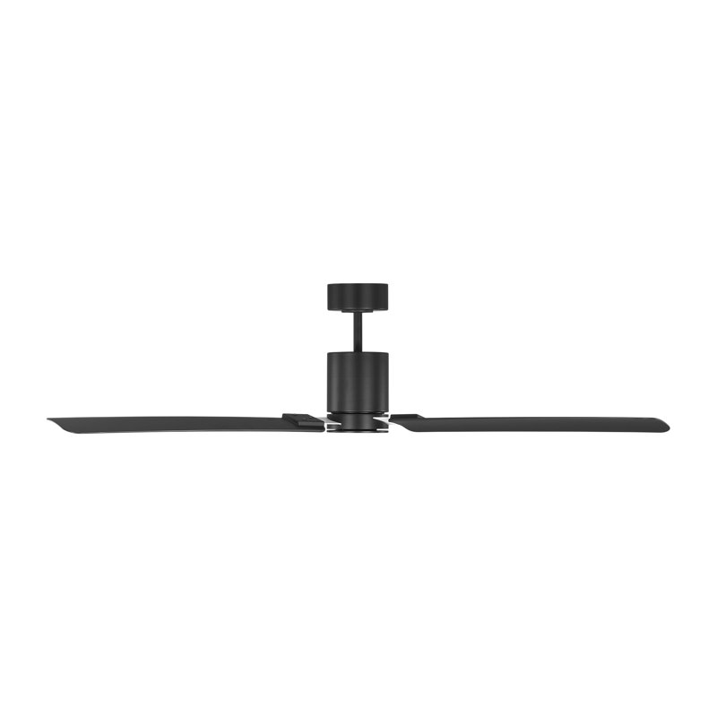 Visual Comfort Fan Cleancut Smart 62 LED Indoor Ceiling Fan with Threaded Downrod, Midnight Black ABS blades and Handheld Remote