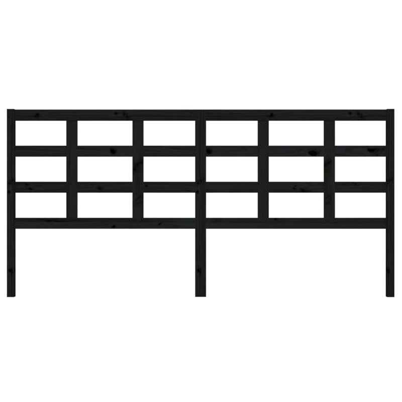 Solid Wood Headboard, 100cm H x 206cm W x 4cm D, Black