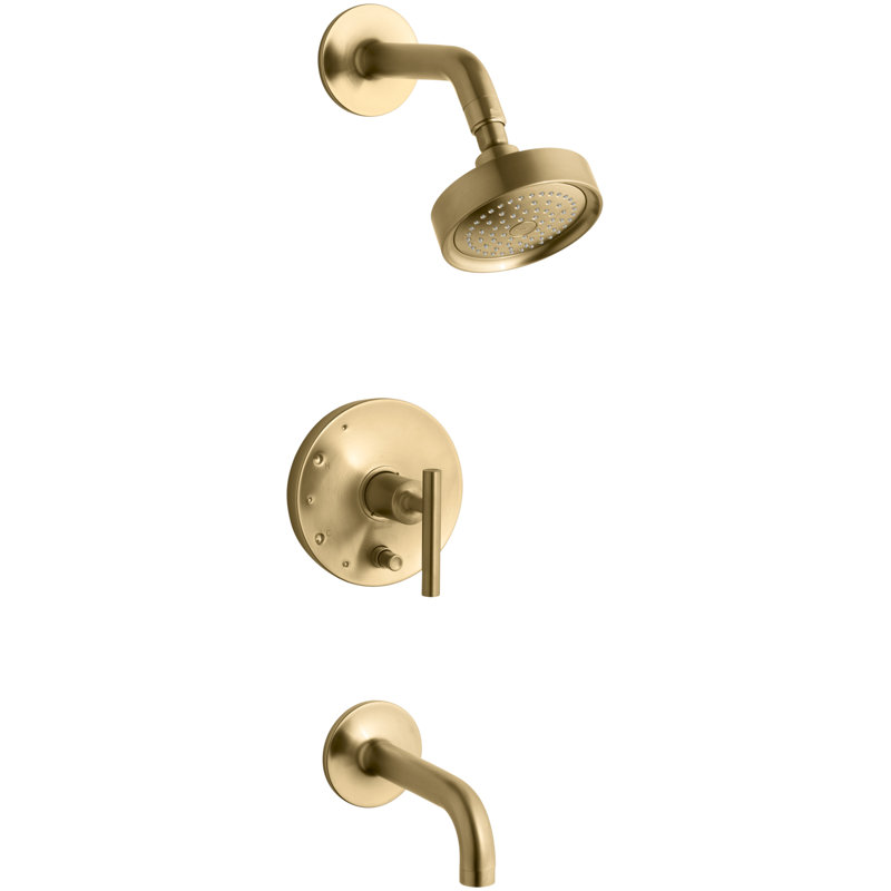 Purist Rite-Temp Pressure-Balancing Bath and Shower Faucet Trim with Push-Button Diverter, 7-3/4" Spout and Lever Handle, Valve Not Included