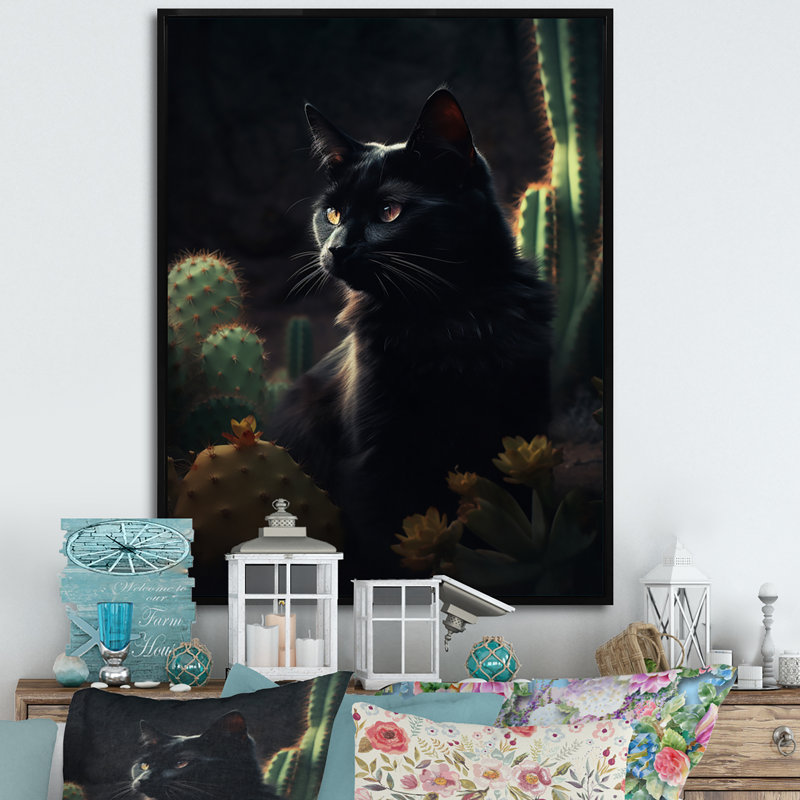 Portrait d'un chat noir, photographie I, H 40 po x l 30 po x P 1,5 po, Cadre flottant noir