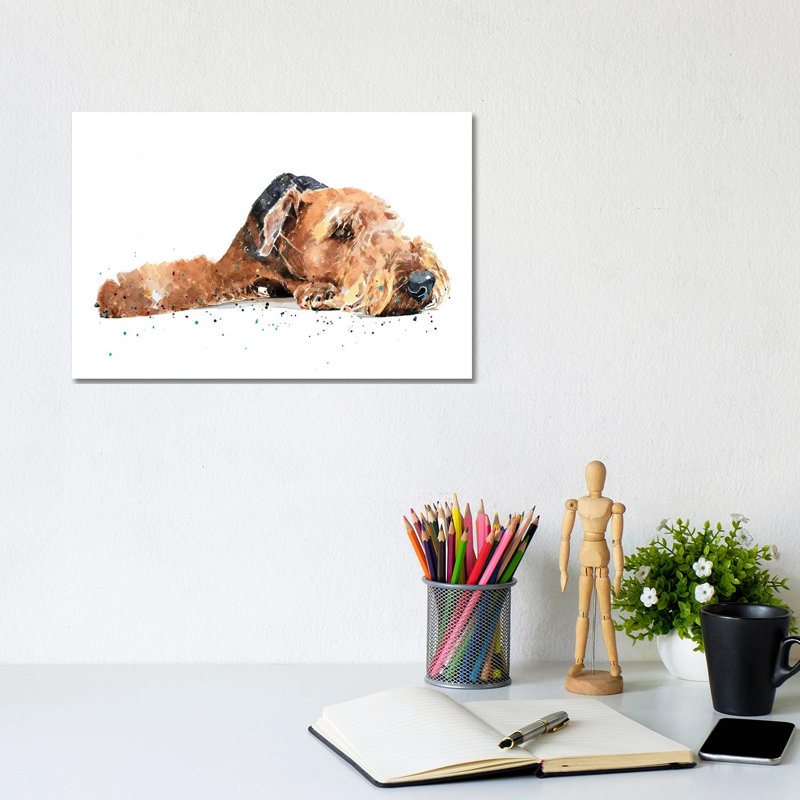 Airedale by EdsWatercolours - Wrapped Canvas Gallery-Wrapped Canvas Giclée, 20.32 cm H x 30.48 cm W