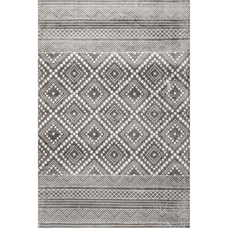 Tapis gris tissé à la machine Bonifacio, Rectangle 3 pi 3 po x 5 pi