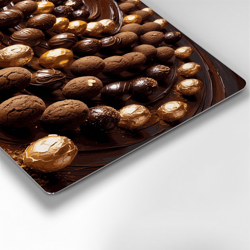 Desserts, truffes au chocolat, art mural en métal noir, H 11 po x l 14 po