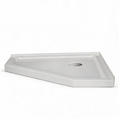 Receveur de douche d'angle en acrylique blanc de 91,4 cm x 91,4 cm avec bonde centrale