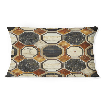 Coussin lombaire brun et beige Midcentury I