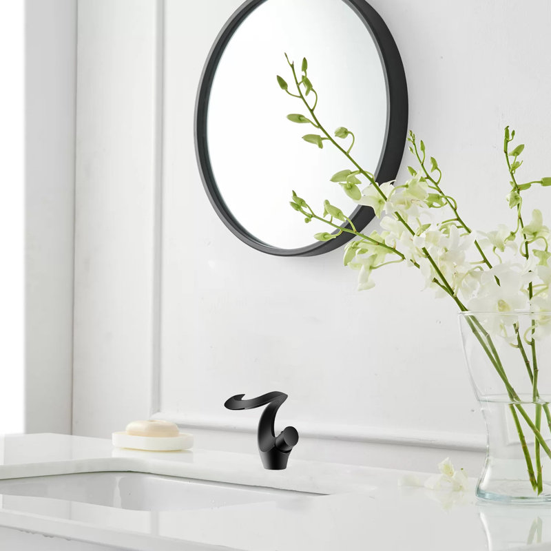 AUU Solid Brass Single Hole Waterfall Vessel Sink Faucet With Pop-Up Drain & Deck Plate, Matte Black