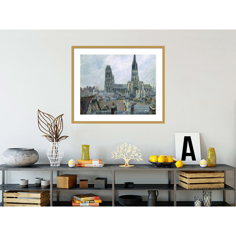 Les toits de l'ancien temps gris de Rouen par Camille Pissarro, impression giclée sur cadre, H 33,5 po x l 40,28 po