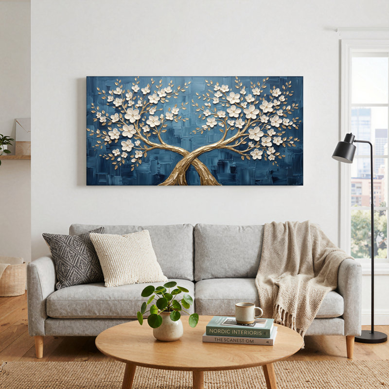 Ensemble de 1 tableau sur toile représentant un arbre floral, L 32 po x H 16 po, Wrapped Canvas