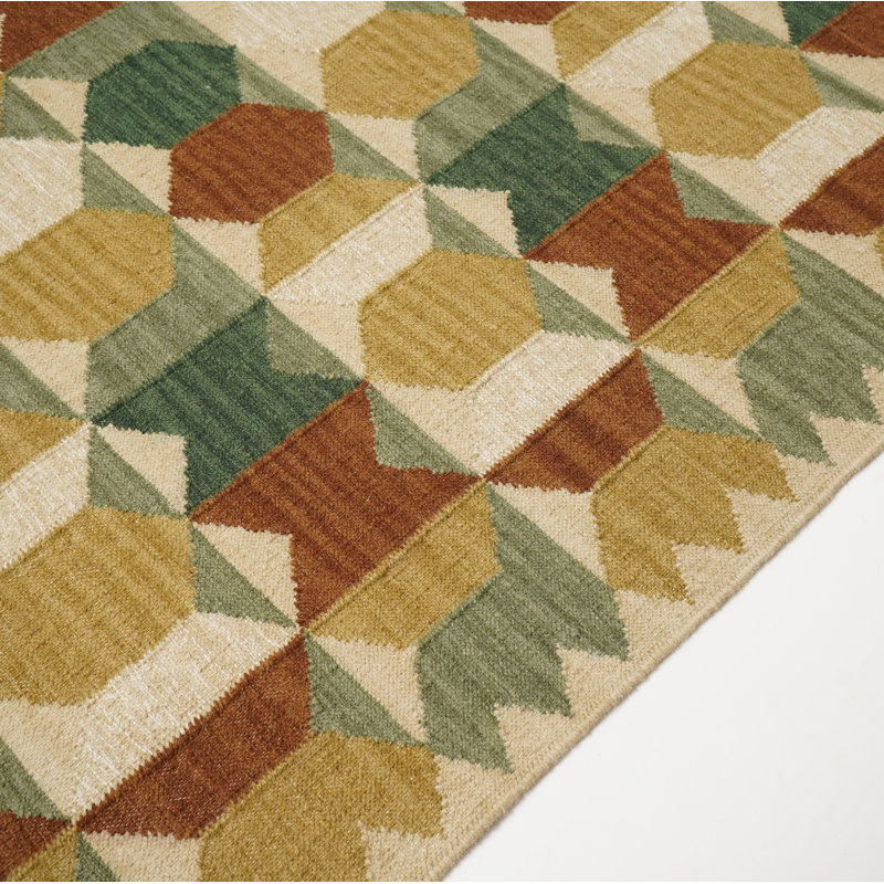 Livianne Natural Wool Kilim Pattern Hand Woven Area Rug - Modern Geometric Design-, Rectangle 160 x 230 cm