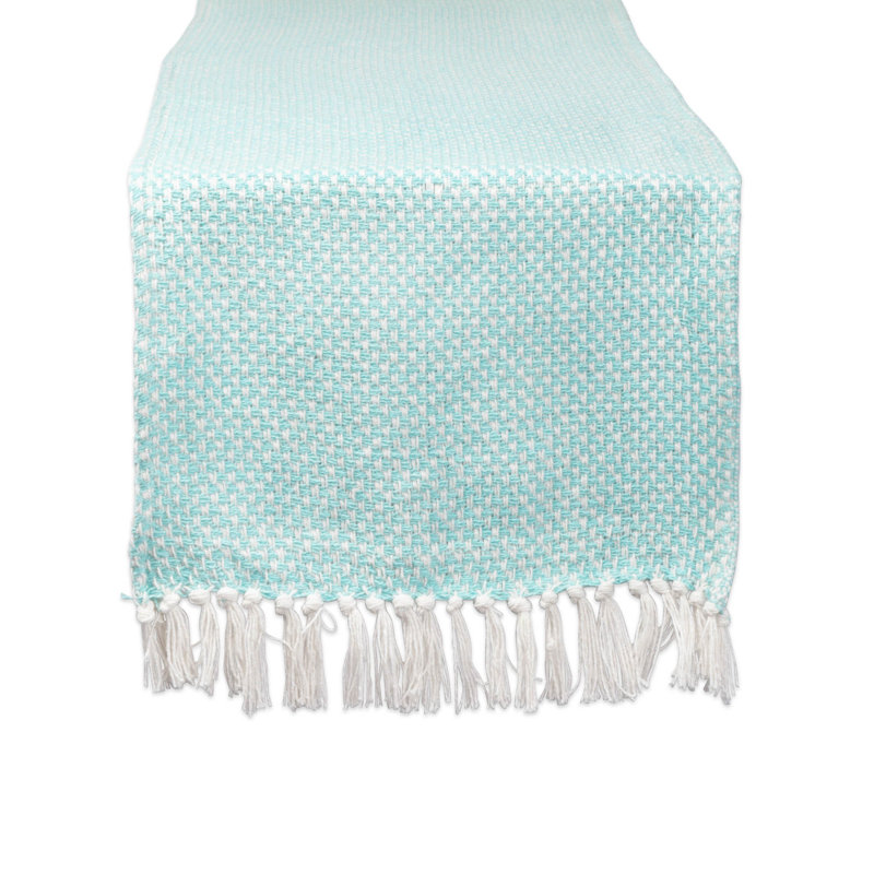 Anoka Geometric 100% Cotton Table Runner, Aqua