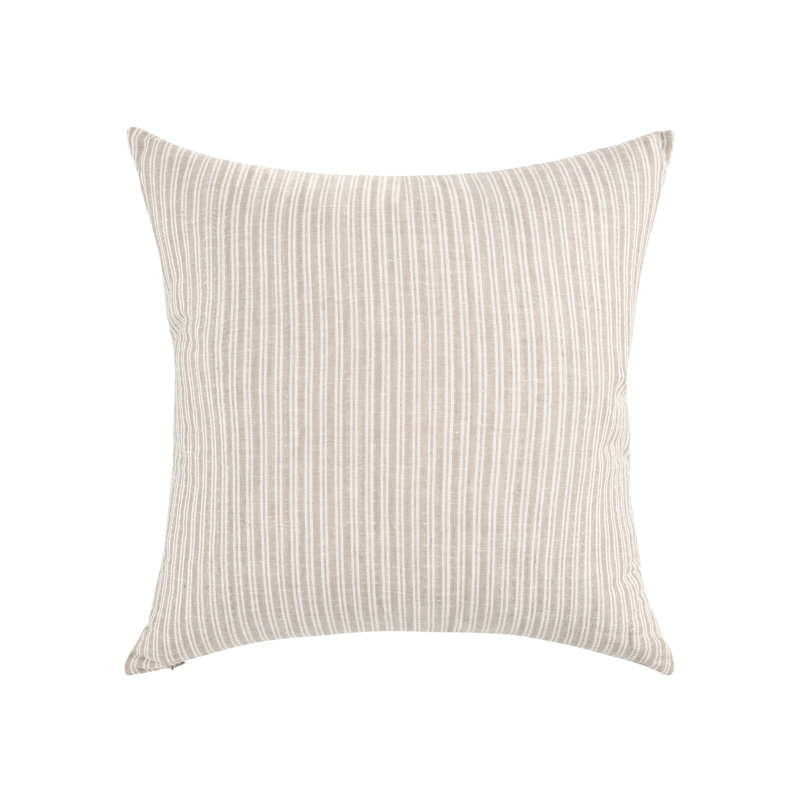 Natural Striped Square Throw Pillow