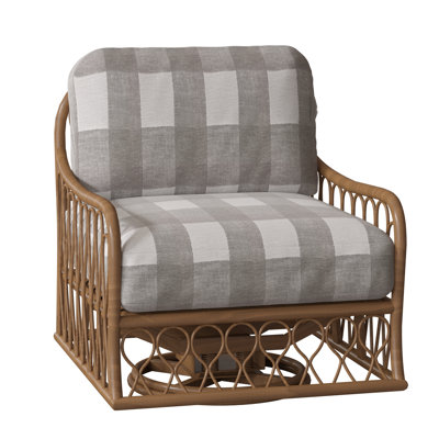 Cane Swivel Rocking Chair with Cushions by Woodard