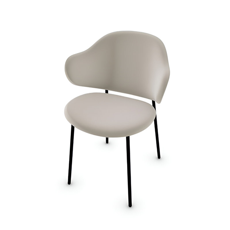 Holly Upholstered Armchair with Metal Frame, Hemp, Matt Black