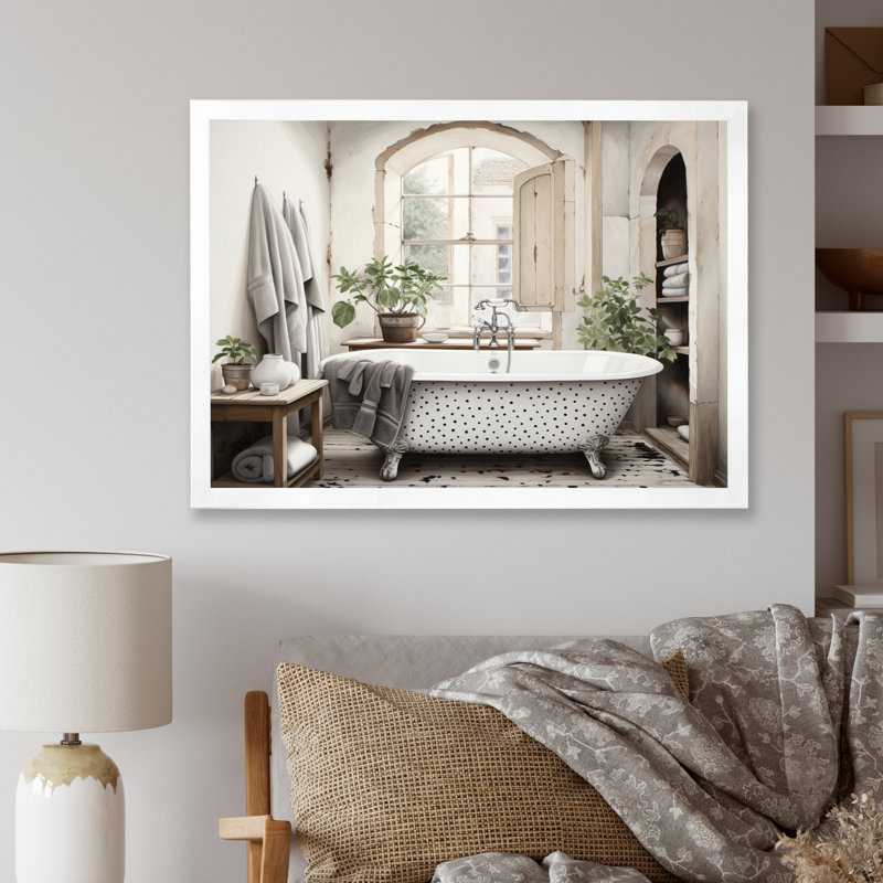 Impression sur toile Minimalisme Bath Of Serenity II - Laundry, H 12 po x l 20 po x P 1 po, Cadre photo blanc