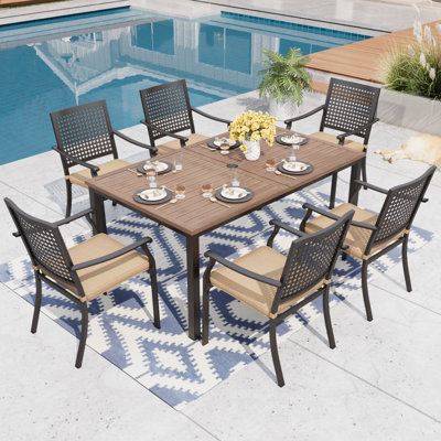 Ensemble de salle à manger rectangulaire pour 6 personnes 64 "avec parasol Williamsburg