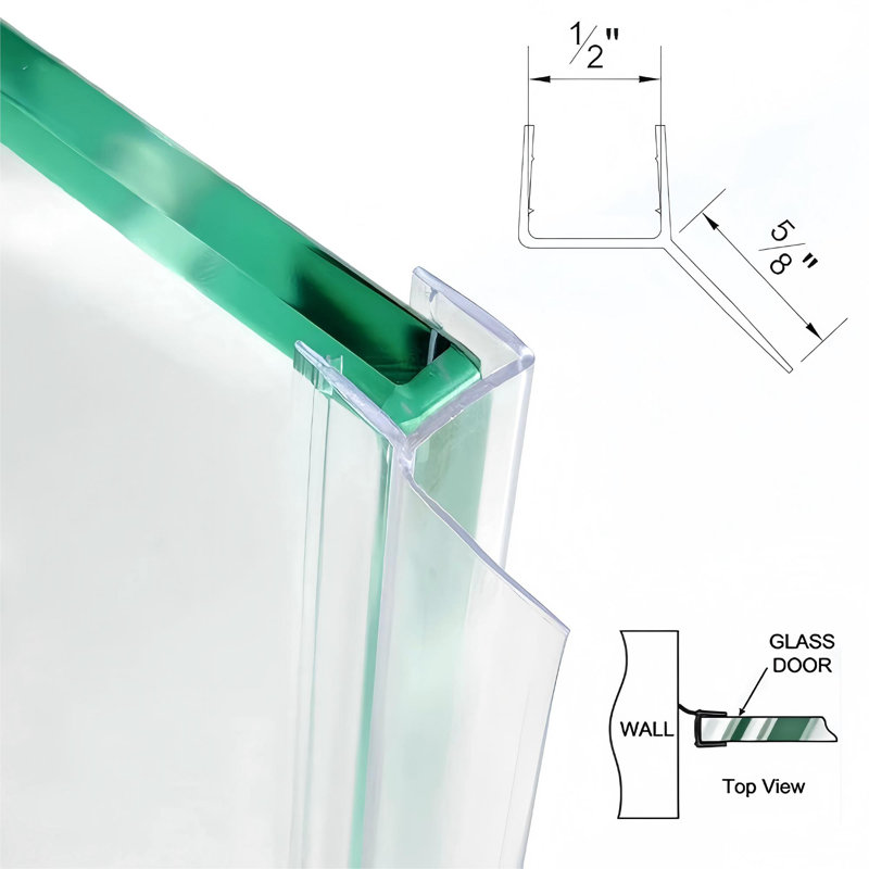 Ensemble de joint de porte de douche pour verre de 3/8 po: balai de fond en polycarbonate ultra transparent de 36 po + deux joints latéraux de 80 po (ensemble de 3 pièces)