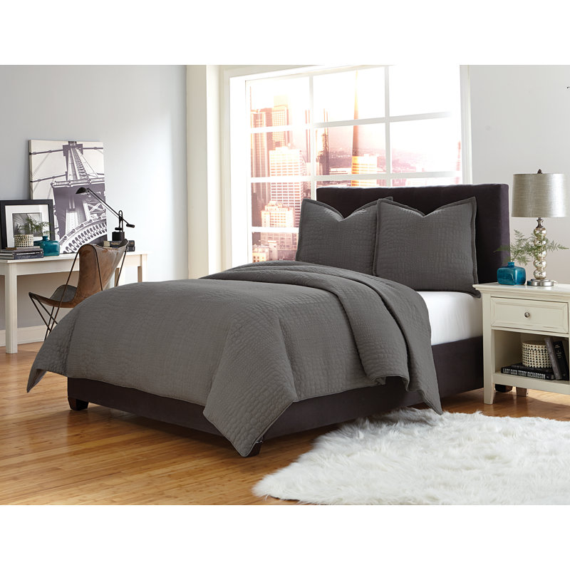 Trent 3-Piece Coverlet/Duvet Set - Gray, King