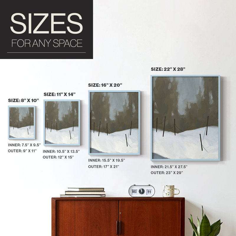 Deep Snow IV Framed Print - Solid Wood, 15" H x 12" W, Blue Framed