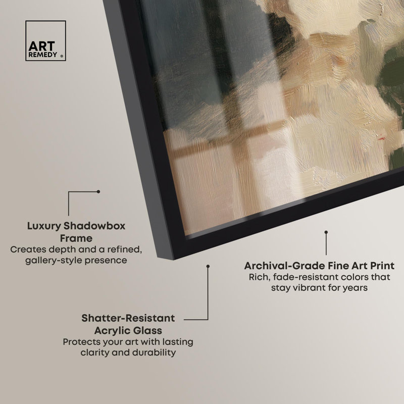 «Mist and Memory I Boho Art Shadowbox» par Art Remedy, H 37 po x l 31 po, Noir
