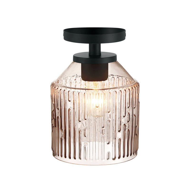 Kymiere Glass Semi Flush Mount, Matte Black, Transparent