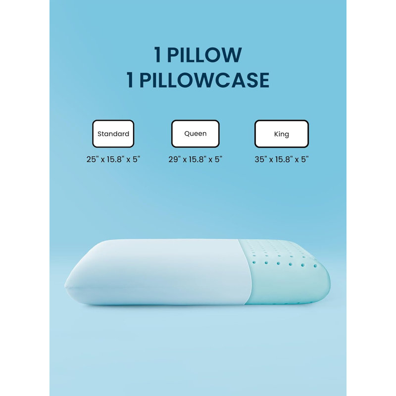  Cooling Memory Foam Pillow - Odorless, Breathable, Skin-Friendly with Superior Support for Back, Stomach or Side Sleepers, Home, Hotel, Hospital Essentials (Blue, Standard, 2 Pack)