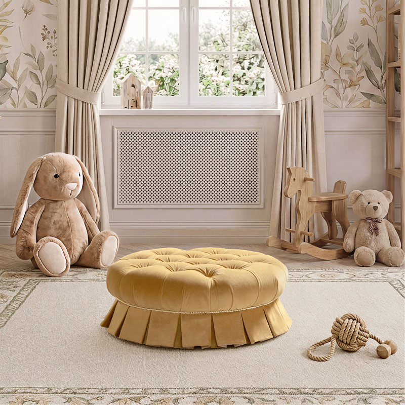 Panier rond pour animaux de compagnie Roquefort de 62 cm (24,5 po) en velours capitonné avec jupe à plis creux