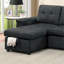 Ensemble de méridienne réversible convertible modulaire avec rangement rembourré en tweed de couleur noire 2 pièces-1508995119