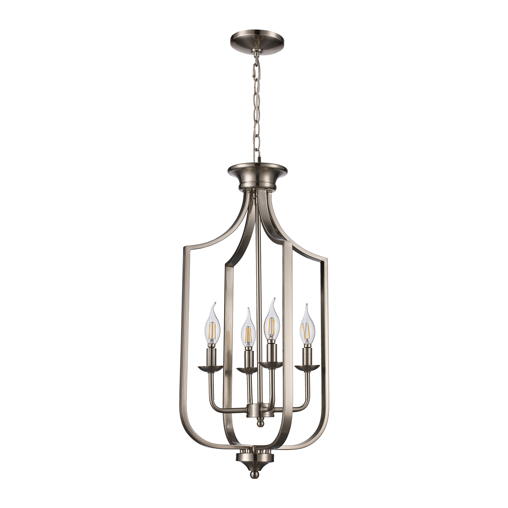 Baril 4 - Light Lantern Empire Chandelier, Brushed Nickel, Medium