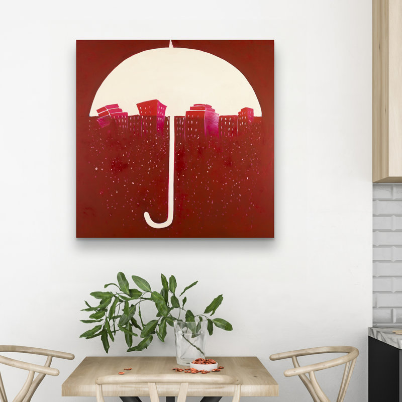 city under umbrella - 32"x32" art on canvas