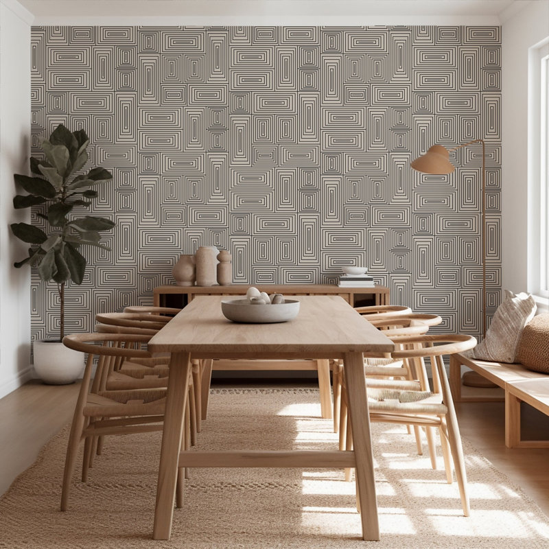 Nia 10' L x 25" W Wallpaper Roll, Taupe, Premium Paper