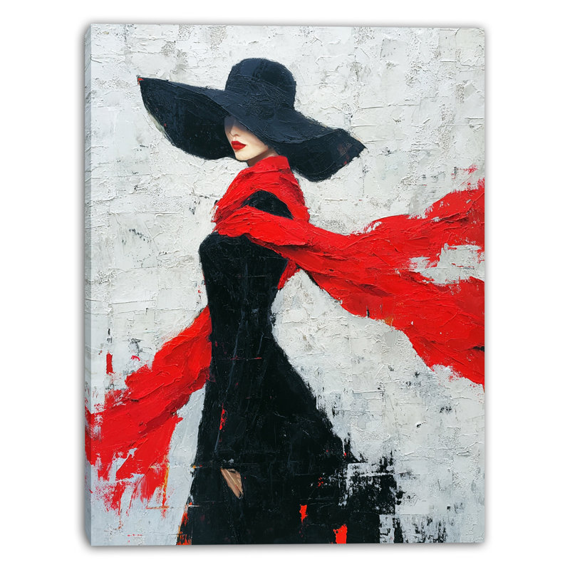 Art mural sur toile Crimson Elegance, H 40 po x l 30 po