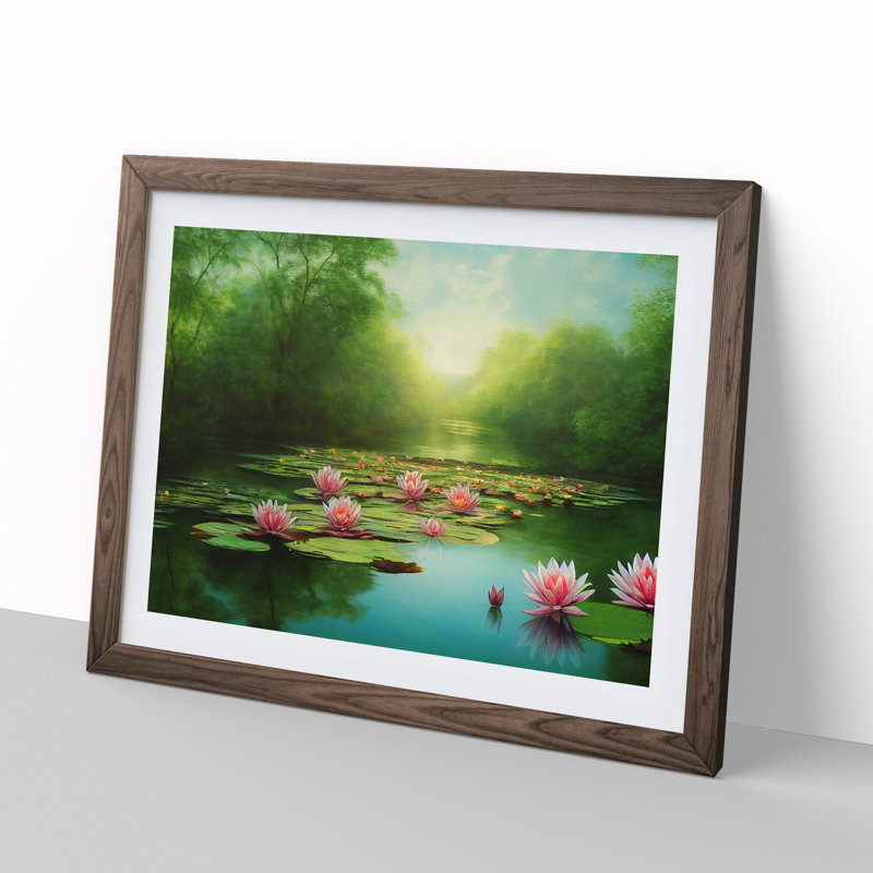 Special Water Lily Pond - Framed Print, 25cm H x 34cm W, Walnut Frame