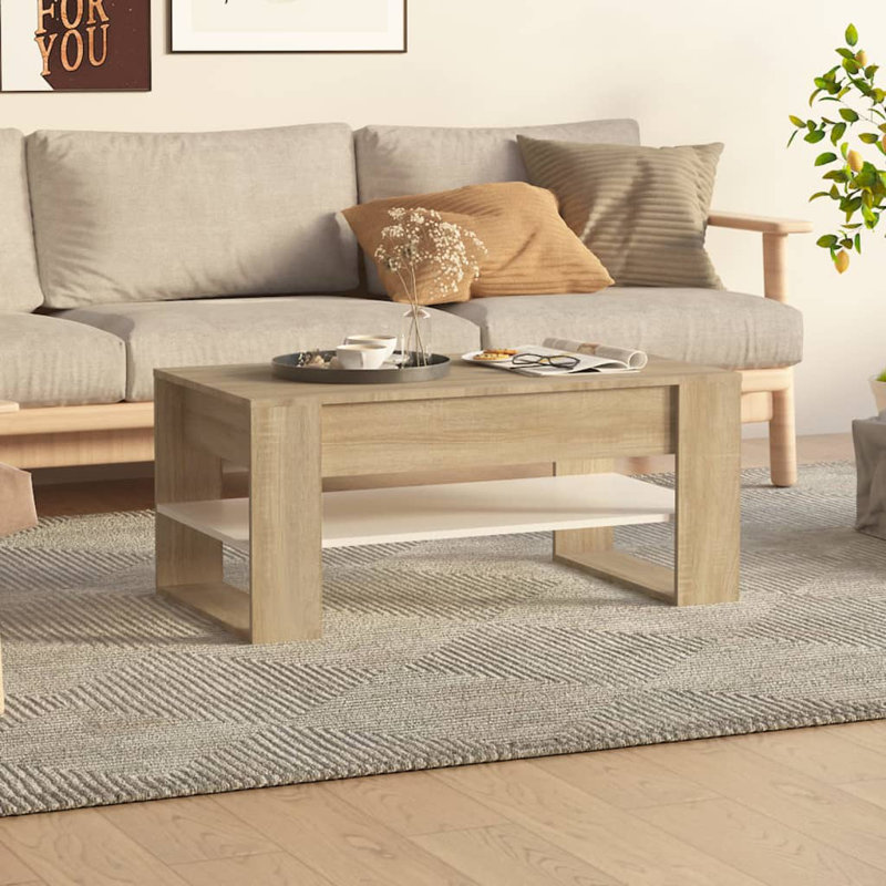 Jahmyia Sled Coffee Table with Storage, White, 45cm H x 102cm W x 55cm D