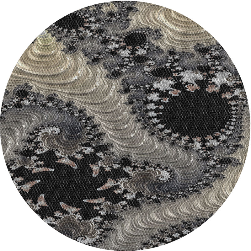 Tapis de zone noire à motifs, Rond 6 pi