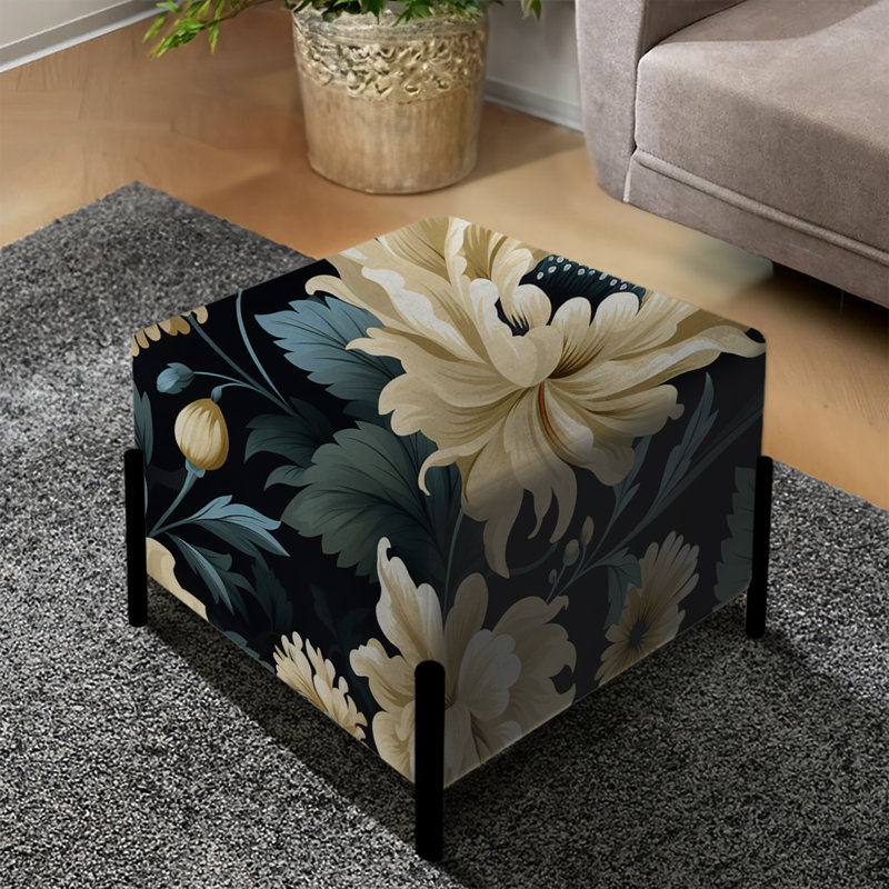 Flower Damask Breeze - Repose-pieds carré damassé