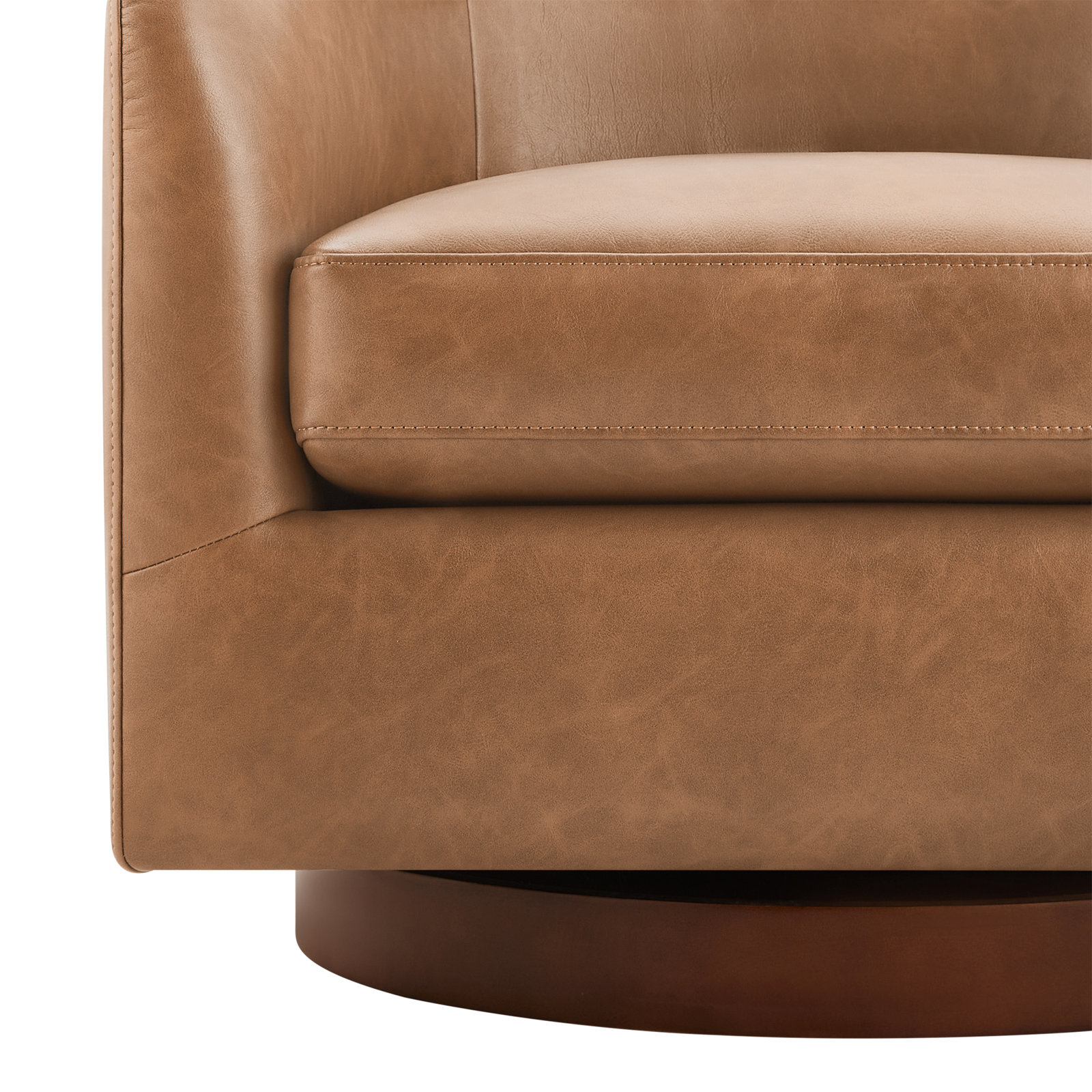 Bennett Vegan  Leather Swivel Barrel Chair, Camel