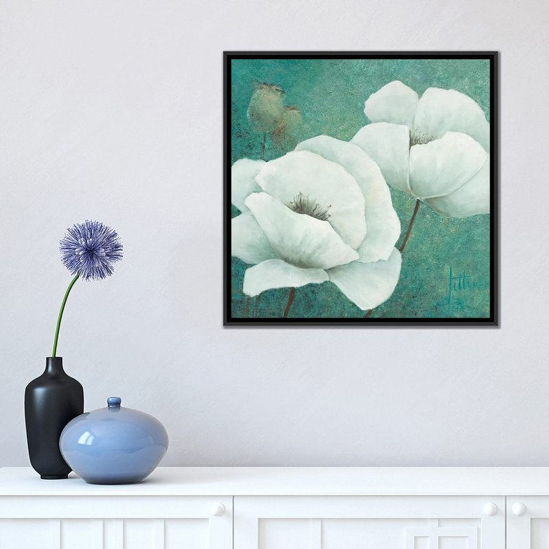 «Flora II», impression sur toile, H 18 po x l 18 po x P 1,5 po, Toile avec cadre noir, Pas de tapis