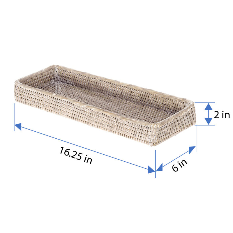 Everard Wicker Tray, White Wash