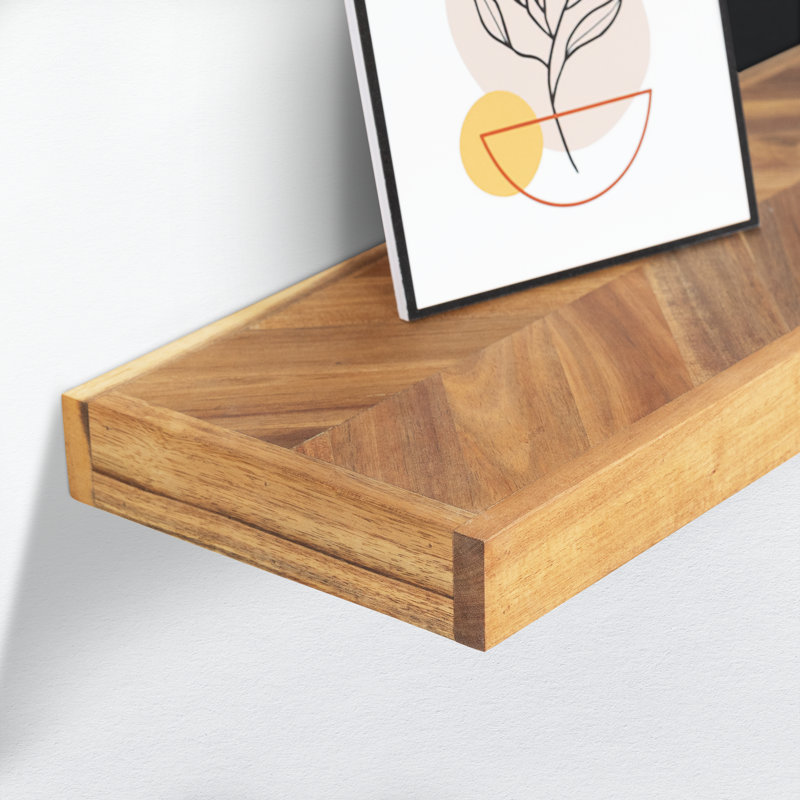 Jorgensen 2-Piece Acacia Chevron Floating Shelves, 1.5" H x 48" W x 8" D, Natural