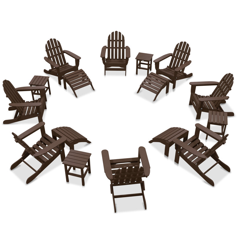 Leighton Foldable Outdoor Adirondack Set, Chocolate