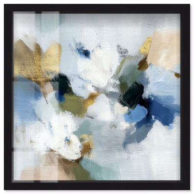 Décoration murale « Golden Leaf Haze I Shadowbox » par Art Remedy, cadre noir, 30,5 x 30,5 cm