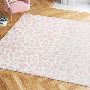 Pink Leopard Print Area Rug Faux Fur Leather Cartoon Animal Skin Carpet  112x74cm