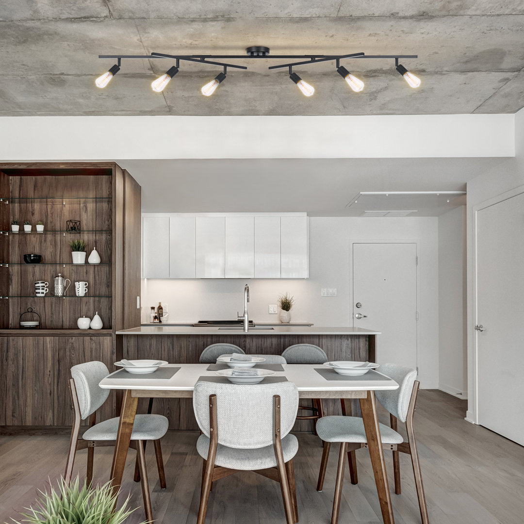 Nina 6-Light Matte Black Double Center Swivel Track Lighting with Pivoting Track Heads Globe Electric Company