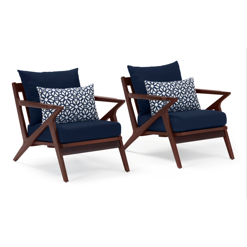 Minhaj Eucalyptus Outdoor Lounge Chair, Navy Blue Sunbrella®