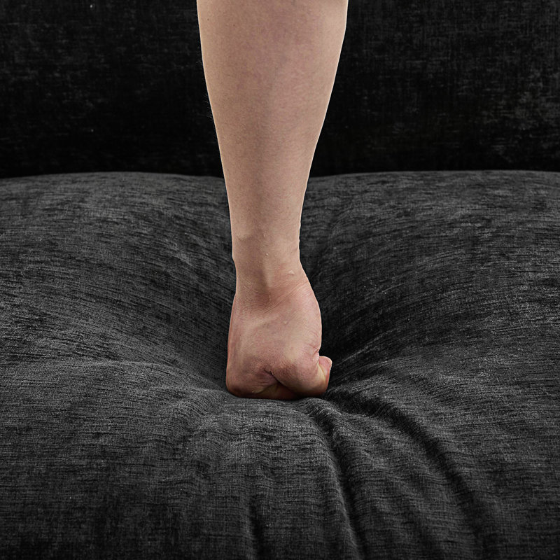 Canapé en L rembourré, canapé de luxe moderne avec repose-pieds et 5 coussins