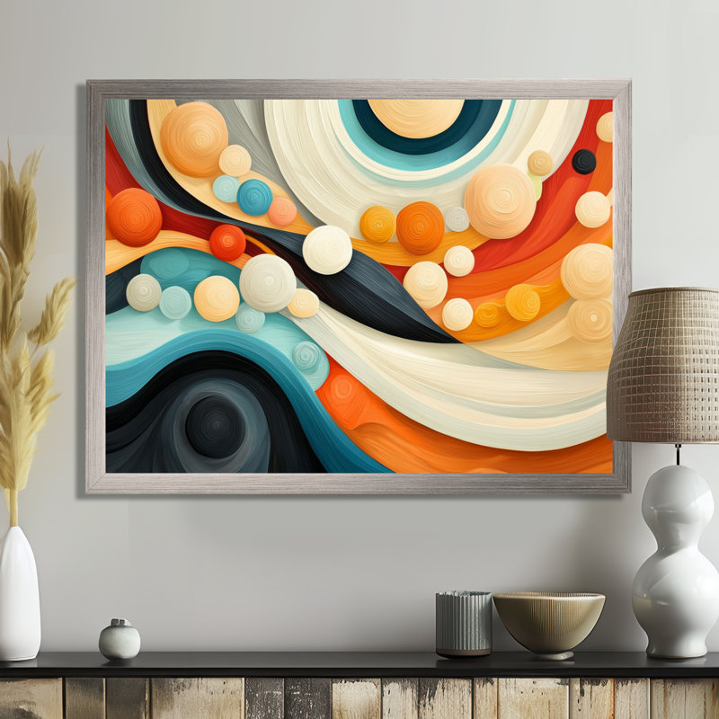 Cosmic Dance Of Colours IV - Abstract Impressionism Art mural, H 34 po x l 44 po, Argent argent
