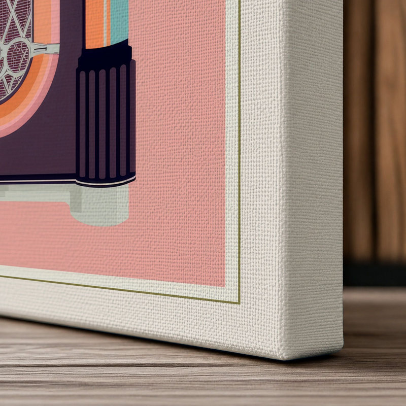 Jukebox Retro - Wrapped Canvas, 24x16 - 61.0 x 40.6 cm, Cream Border