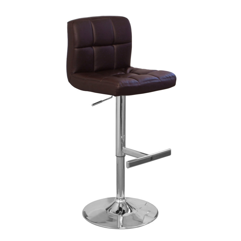 Batty Swivel Upholstered Adjustable Height Counter Stool with Metal Frame, Brown