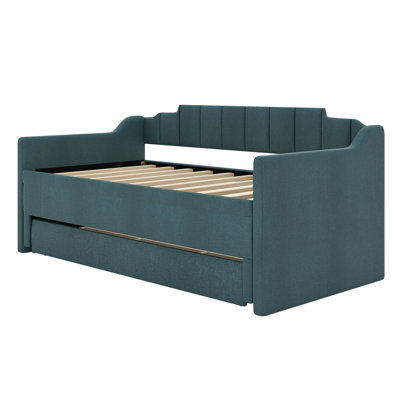 Hidi Twin Size Upholstered Daybed with Trundle and Three Drawers -  Red Barrel StudioÂ®, E9A806DD0B3C4A83A7E031F13363A250